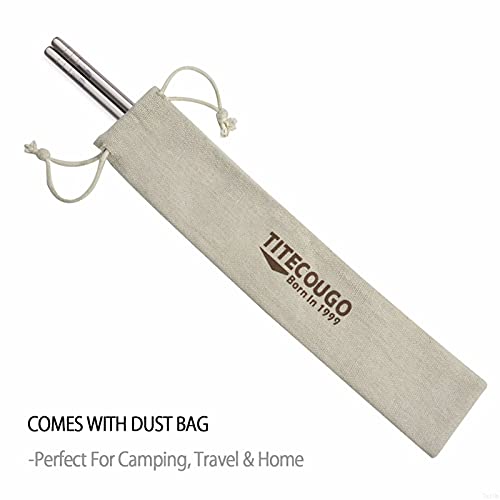 Titecougo Lightweight Titanium Chopsticks Eco-Friendly Portable Camping Flatware Reusable Metal Set Utensils Chop Sticks Wrappers 2 Pairs 9 Inches Long Square Sandblasting Cooking Sushi Food Travel #TOP3