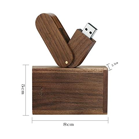 Garrulax USB Flash Drives, 8GB / 16GB / 32GB Premium Rotation Solid Wood High Speed USB 2.0 Flash Drive Memory Stick Data Storage Pendrive Thumb Disk with Wooden Box (16GB) Cover