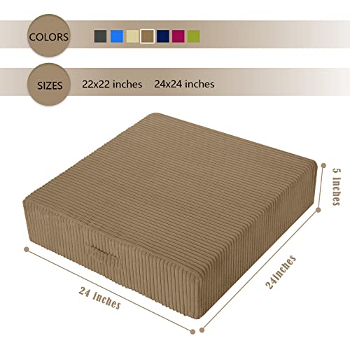Memorecool Square Floor Cushion For Adults, 24 Inch Large Floor Pillow Cushion Yoga Meditation Floor Pillows Seating With Foam Insert, Thick Square Seat Cushion Washable Big Pillow For Floor, Coffee #TOP7