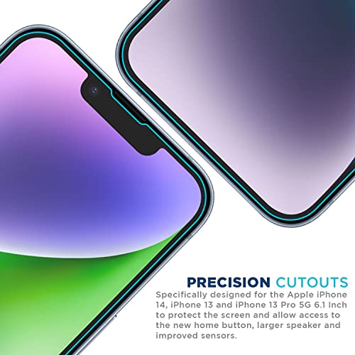 Tech Armor Ballistic Glass Screen Protector For Iphone 14, Iphone 13 And 13 Pro [6.1 Inch] Display 3 Pack Tempered Glass, Case Friendly #TOP3