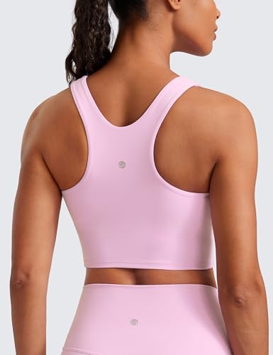 Image of CRZ YOGA Butterluxe High Neck Crop Tank Tops | Light Support, Removable Pads, Yoga, Extremely Soft, Racerback, Longline Sports Bras for Women