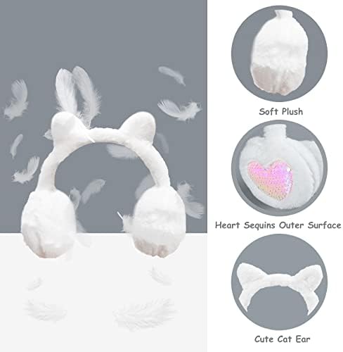 Ear Muffs Kids Winter Girls Earmuffs Cute Unicorn Cat Fluffy Ear Warmer Childrens Plush Thermal Furry Ear Covers Windproof Soft Headband Outdoor Sports Faux Fur Earflaps Ski Cycling Running Headwear