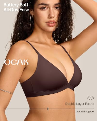 Image of OEAK Women Triangle Unlined Bra Wireless Pull On Plunge Bras