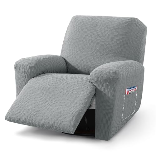 Image of 2026 Stretch Oversized Recliner Cover 3-Piece (36 inch-46 inch) Super Soft XL-Recliner Chair Covers with Big Pocket & Anti Slip Ties Stay in Place, Lazy Boy Reclining Slipcover Durable Washable, Light Grey