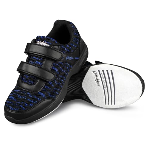 KR Strikeforce Flyer Mesh Youth Athletic Bowling Shoe with Fixed Slide Pad on Both Shoes for Left or Right Handed Black-Royal