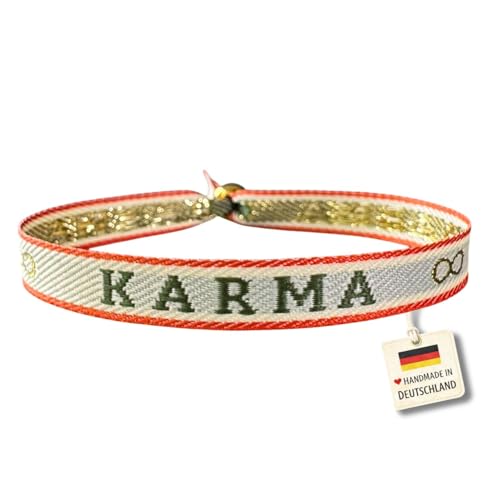 happymaker - Karma Armband, Armband Damen Boho, Stoffarmband mit Statement und Unendlichkeitszeichen in Gold, wasserfest und handmade in Deutschland happymaker - Karma Armband, Armband Damen Boho, Stoffarmband mit Statement und Unendlichkeitszeichen in Gold, wasserfest und handmade in Deutschland