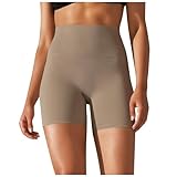 Pantalones cortos de yoga de cintura alta para mujer, pantalones cortos de ciclismo, cómodos, para entrenamiento, correr, gimnasio, pantalones cortos de yoga suaves y elásticos, marrón, L
