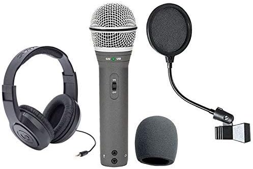 SAMSON Q2U Recording & Podcasting Pack SR350 Over-Ear Stereo Headphones + Pop Filter & Foam Windscreen
