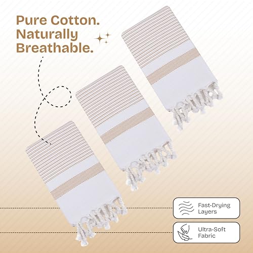 Torchons de cuisine en coton doux beige pour éliminer l'humidité sans traces