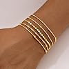Striviio Gold Bracelets for Women, 14K Gold Plated Stackable Bracelet Stack Set Adjustable Charm Paperclip Chain Snake Link Layered Waterproof Jewelry Sets Gifts #3