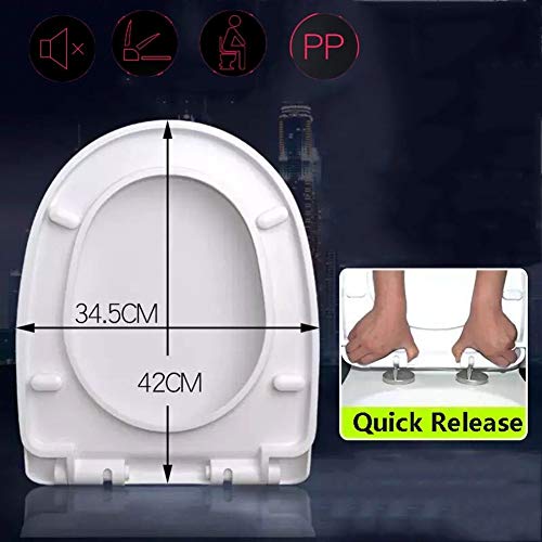 FCS Bathroom Wc-Sitz mit Absenkautomatik Antibakterieller Premium Toilettendeckel Quick Release Easy clean Einfache Montage, Weiss (Size : D4)