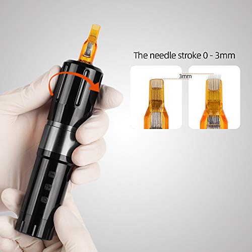 Rotary Tattoo Machine, Atomus Rechargeable Pen Style Tattoo Cartridge Machine Gun Liner Shader With Aluminum Alloy Frame 9000-10000 R/M Lcd Display Usb Power Cable For Body Tattoo (Black) #TOP4