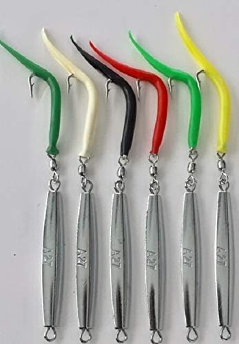 6- A- 27 Ava Diamond Jigs 3 oz.with Silicone Tube Tail Hook - Casting - Jigging