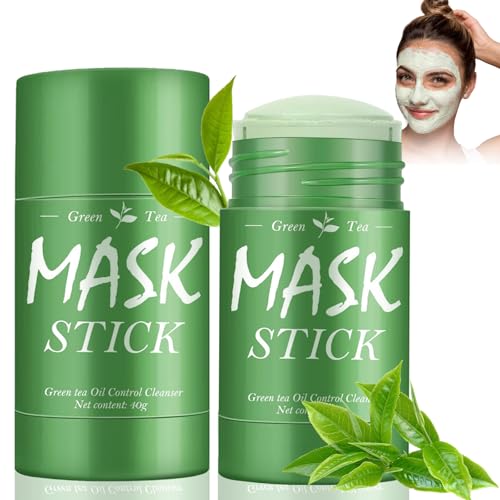 2 pezzi Green Mask Stick, Maschera Stick Maschera al Tè Verde, Pulizia Profonda dei Pori, Green Tea Mask Stick Per Tutti I Tipi Di Pelle Aiuta la tua Pulizia dei Pori, Idratazione della Pelle