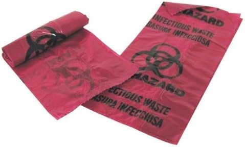 Infectious Waste Bags, 1.25 mil, 200 Bags per Box, Red, 2 Sizes Volume: 1 Gal.