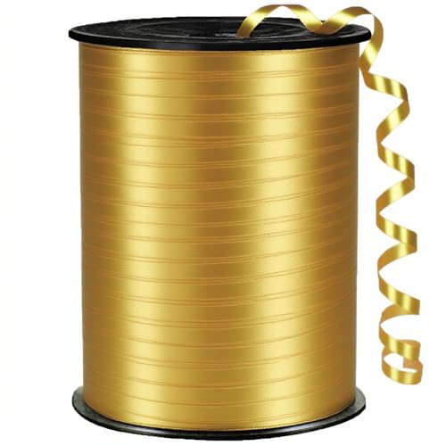 SXDMHYB Crimped Curling Ribbon500 Yard1/5 for Crafts Gift Wrapping Balloon String Baby Shower Parties & Festivals Florist Flowers (Golden)