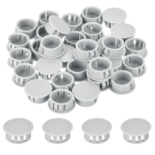 Image of MECCANIXITY 64PCS 19mm(3 /4 inch) Light Gray Plastic Hole Plugs, Flush Type Panel Hole Plugs Insert End Caps for Locking Hole Tubes Furniture Cabinet