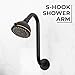 Shower Head Extension Arm S Shaped Design High Rise Curved Style with Flange Standard 1/2