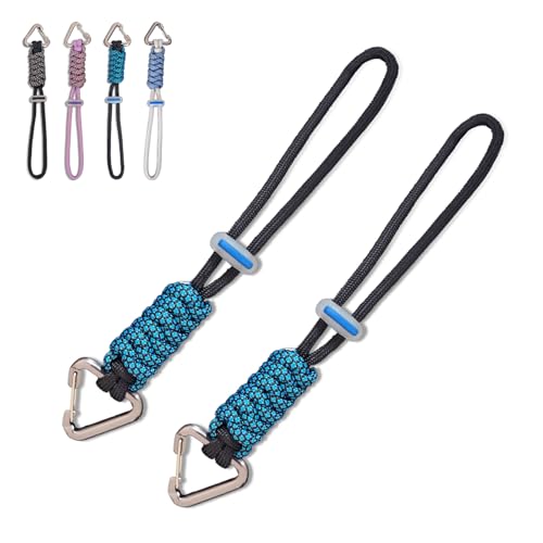 Jaymokes Paracord Keychain Carabiner Clip - Triangle/D-Shaped Carabiner with Lanyard, Creative Gifts Suitable for Hanging Water Bottle, Key, Backpacks and More (T-BrightBlue-2pcs)