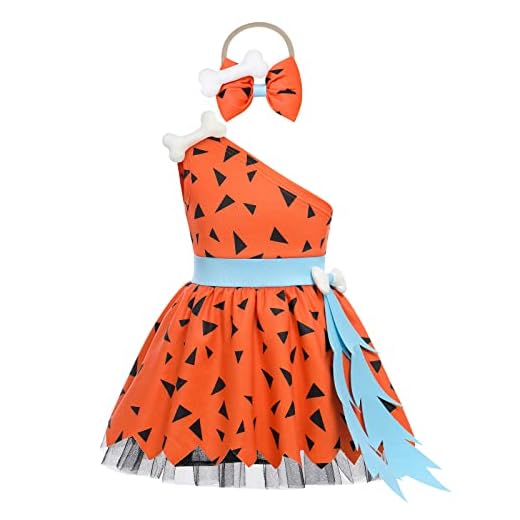 Bebé Niñas Niños Vestido Pebbles Picapiedra Disfraz de Princesa Cavernícola para Hombre de las Cavernas Disfraz de Cosplay de Lujo de la Edad de Piedra Traje de Fiesta de Cumpleaños de Carnaval