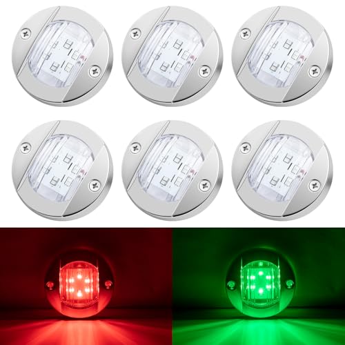 6 Pcs Marine Boat LED Cabin Deck Courtesy Light Stern Transom Lights 12V DC for Boating Kayak, Dinghy, Sailboat, Pontoons, Navigation Vessels, Freighters, Hovercrafts, Hunting, Fishing(Red/Green)