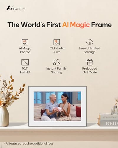 Homture Magic Frame – 10.1" WiFi Digital Picture Frame, 1920x1200 HD IPS Touch Screen, Old Photo Alive, AI Photo to Video, Unlimited Cloud Storage, APP Sharing, Easy Setup, Gift for Parents - Image 2