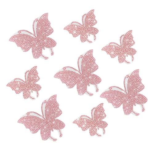 Image of Wevdn 8 PCS Butterfly Crystal Car Stickers, Shiny Rhinestone Waterproof Butterfly Car Sticker Decal, Self Adhesive Glitter Decoration Stickers for Car Bumper Window Laptops Luggage (Pink)