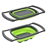 ★ MEJOR COLANDER SET para su cocina: funciona para drenar la mayoría de los alimentos como espaguetis, pastas, patatas, brócoli, judías verdes, zanahorias, espinacas y otros vegetales. Usuario estos coladores para enjuagar sus hojas de ensalada, frutas y verduras frescas..