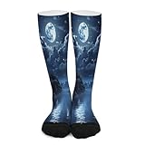 FekiLoot Moonlit Night Compression Socks Cozy Soft Support Socks Fashion Breathable Knee High Tube Socks for Adult
