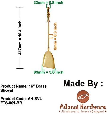 Adonai Hardware 16" Brass Shovel (Polish Lacquered)