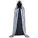 Rbenxia Silver Shiny Hooded Cape Unisex Full Length Cloak Party Robe Cape Mardi Gras Halloween Christmas Costume for Men and Women (Small)
