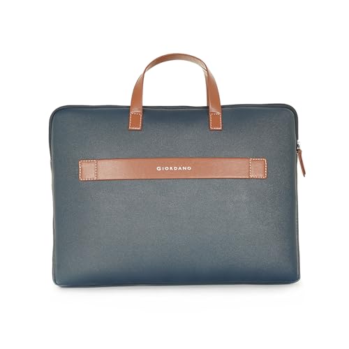 Image of Giordano Unisex 15 Inch Laptop Sleeve PU Bag for Professionals | Premium Leatherette | Water-Resistant & Padded Slim-Fit with Trolley Strap for Men & Women