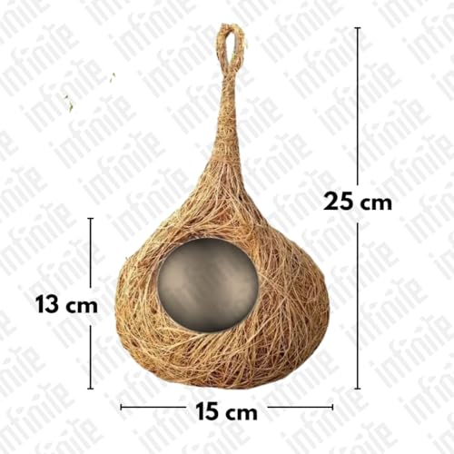 Image of Bird Feeder Water & Food Tray with Nest | Hanging Balcony Bird Feeder for Home Garden | Attracts Sparrows, Parrots, and More - Ideal for Outdoor Use (Bird Nest)