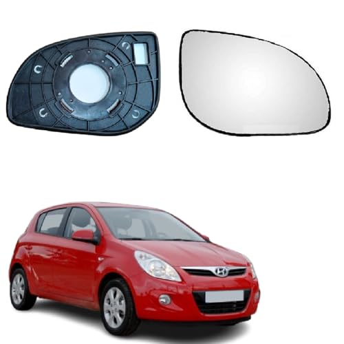 Image of ORVM Side View Mirror Glass Plate (WITHOUT INDICATOR TYPE ASSEMBLY) compatible with Hyundai i20 2008-2010 Year Model (MIRROR BIG SIZE 1, RIGHT DRIVER SIDE)
