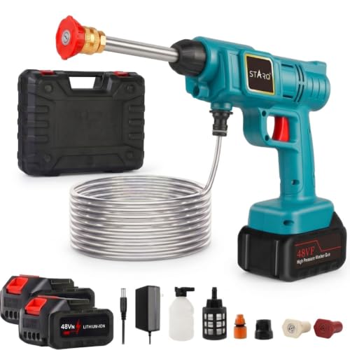 Image of Starq TurboFlow Cordless Portable 48V Wireless Pressure Washer Gun - 12000mAh High Pressure Water Gun for Car and Bike Wash, Brushless Motor, 5M Hose Pipe, Double Battery Included