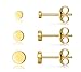 Damen Ohrstecker Silber 925 Klein für Damen Herren Mädchen, 3 Paar Klein Ohrstecker Gold Rund Flach Set (2mm/3mm/4mm) Zierliche Knorpel Tragus Helix Kreis Ohrringe