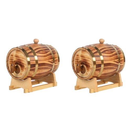 Oiqippnbv 2X Barril de Roble, 1,5 L / 3 L Barril de Almacenamiento de Roble Forro de Aluminio Incorporado para Almacenar Su Propio Whisky, Cerveza, Vino, C