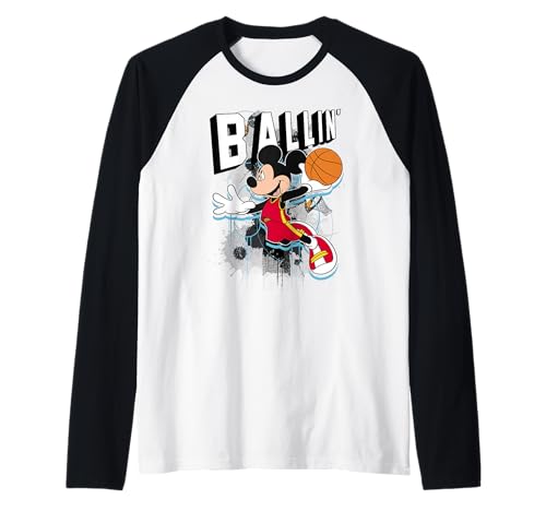 T-shirt baseball raglan Mickey Mouse Disney style rétro sport décontracté pour adulte