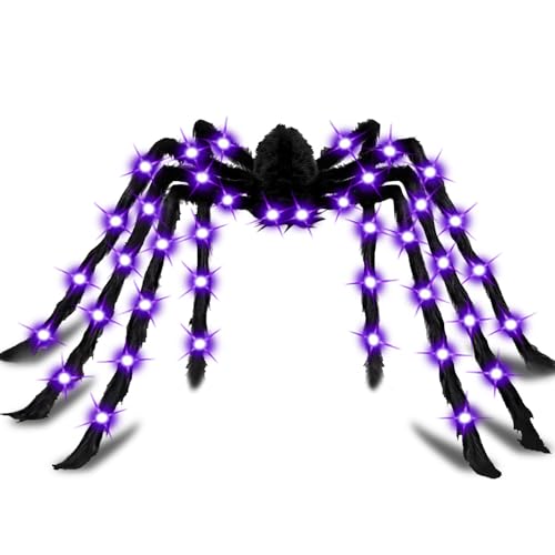Image of 78 inch Jumbo Halloween Light up Spider Scary Giant Spider for Indoor Outdoor Halloween Spider Decorations Party Favor Yard Home House Decor Multicolor