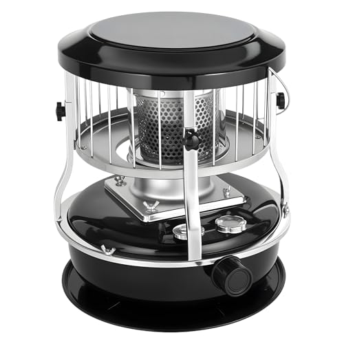 Kerosene Heater, 9000 BTU Non-Electric Kerosene Stove, Indoor/Outdoor Use, Portable Heater for Camping, Hunting, Cooking (Black)