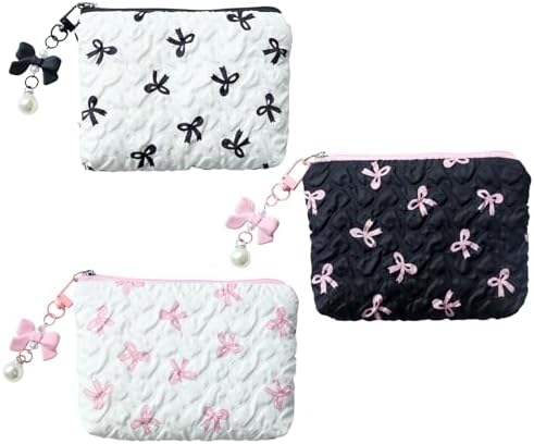 3 bolsas de cosméticos pequeñas, mini neceser con elegantes lazos...
