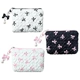 3 bolsas de cosméticos pequeñas, mini neceser con elegantes lazos, mini bolsa de maquillaje para bolso, bolsa de maquillaje, bolsa de maquillaje, bolsa de cosméticos, neceser mujer, 14 x 10 cm