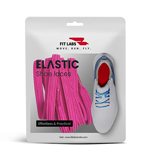 Image of No Tie Shoelaces for Kids and Adult - Elastic Flat Shoelaces for Sneakers, Boots, Board Shoes, Casual Shoes - One Size Fits All - Pack of 1 Pair (Pink)