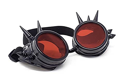 Ultra Black with Red Lenses Spike Steampunk Goggles Cyber Glasses Victorian Mens Womens Cosplay Goth Round Steam Punk CyberPilot Goggles Punk Rave Glasses Welding Goggles Flying Aviation Goggles steampunk buy now online Ultra Black with Red Lenses Spike Steampunk Goggles Cyber Glasses Victorian Mens Womens Cosplay Goth Round Steam Punk CyberPilot Goggles Punk Rave Glasses Welding Goggles Flying Aviation Goggles steampunk buy now online