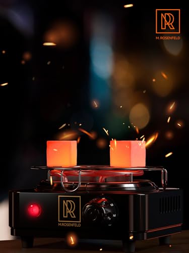 M. ROSENFELD Hookah Coal Burner 500W with Grid - Coal Burner for Hooka Cubes Black Heat Hookah Charcoal Burner Electric for Shisha with Grill & Free Hooka Tongs Hooka Stove - 304 Stainless Steel