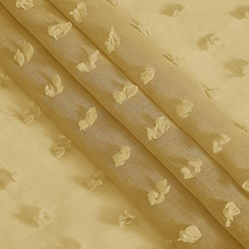 Guken Gold Sheer Living Room Curtains 84 Inch Length 2 Panels Floral Pom Pom Butterflies Look Curtain For Bedroom Rainbow Canopy Bed Headboard Rod Pocket Boho Modern Farmhouse Golden Yellow 42X84 #TOP2