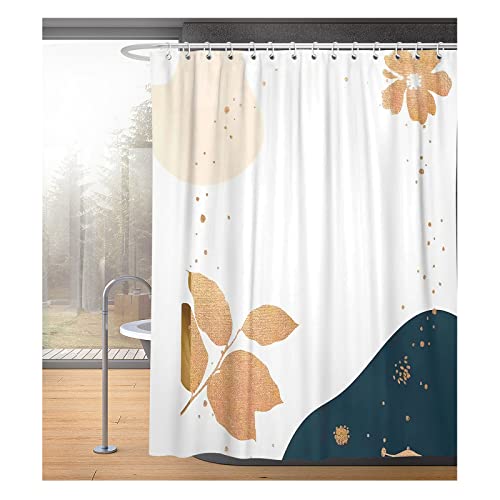 WSWK Boho Shower Curtain for Bathroom, 72" X 72" Abstract Fabric Shower Curtain, Modern White Waterproof Bathroom Curtain with 12 Hooks, Machine Washable, Quick Dry