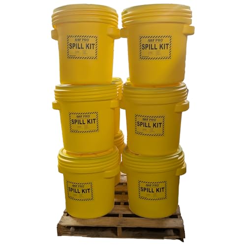 Image of AWF PRO 20 Gallon Universal Spill Kit, 59 Pieces, Pack of 10 | Includes DOT Approved 20 Gallon Drum, Sorbent Socks, Pads, & Pillows, & Accessories