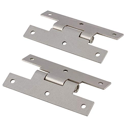 Satin Nickel "H" Type Cabinet Door Hinges | 3" X 1-5/8" | Pack Of 2 | Flush Mount Furniture Hinges | Cabinet, Cupboard Doors Hardware | H14-H530-3-Sn-Pr #TOP2