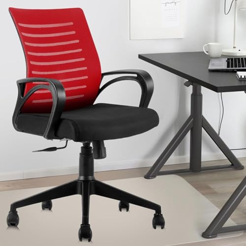 Image of Ngfc Office Chair for Home with Back Support Arm Rest 360 Degree Rotating Office Chair with Tilt Lock Mechanism High Comfort Seating Ergonomic Chair for Home & Office (Red)